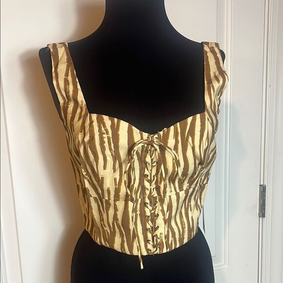 BNWT - BACKYARD ROSES PAXTON BROWN ZEBRA CORSET TOP - Picture 3 of 10